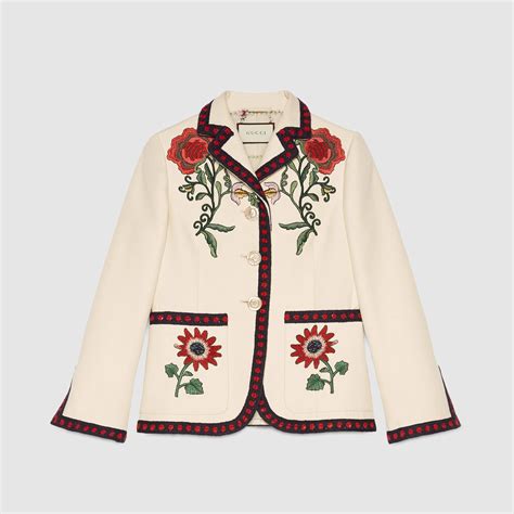 white Gucci jacket embroidered